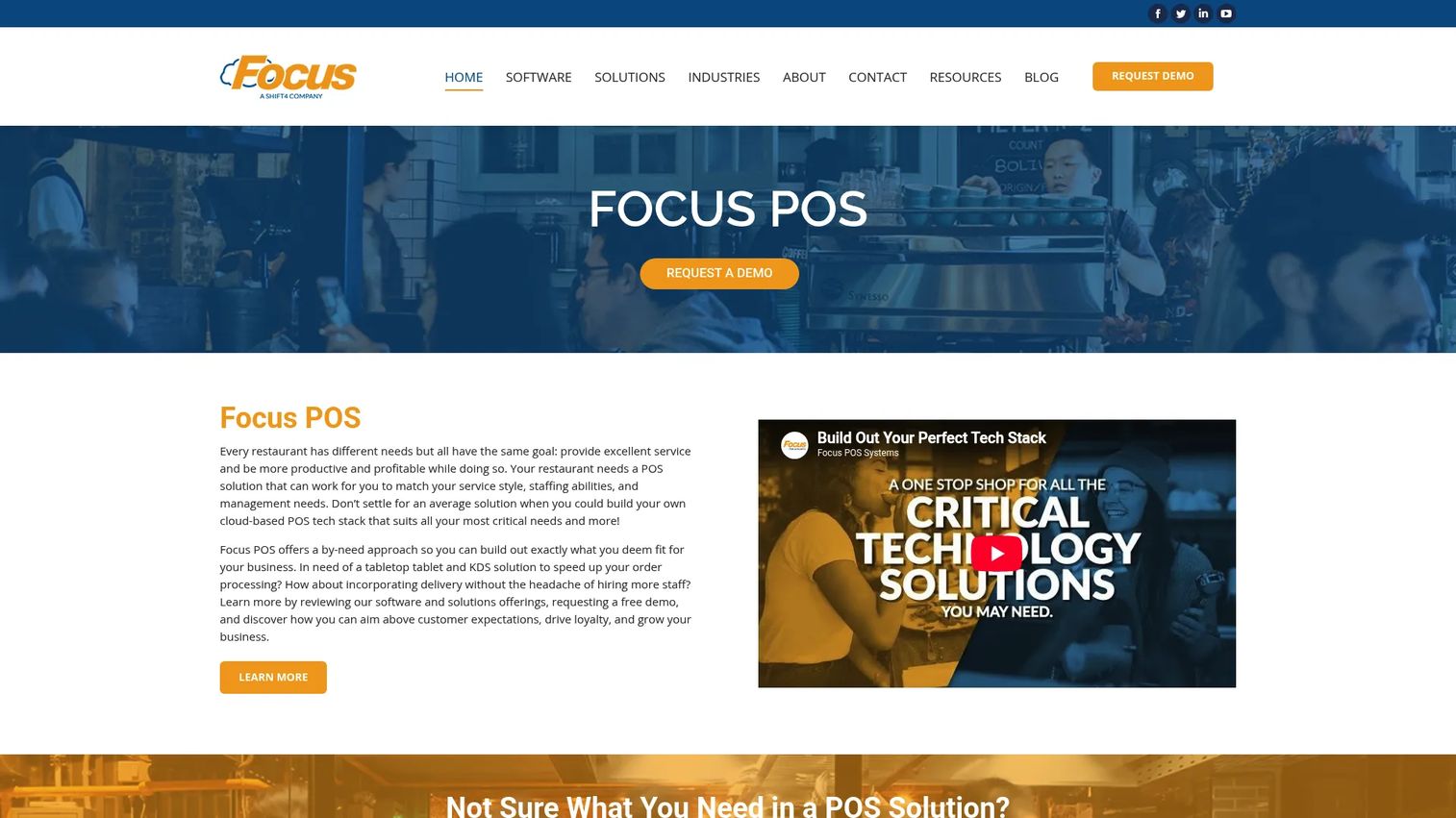 Focus POS restaurant management software homepage