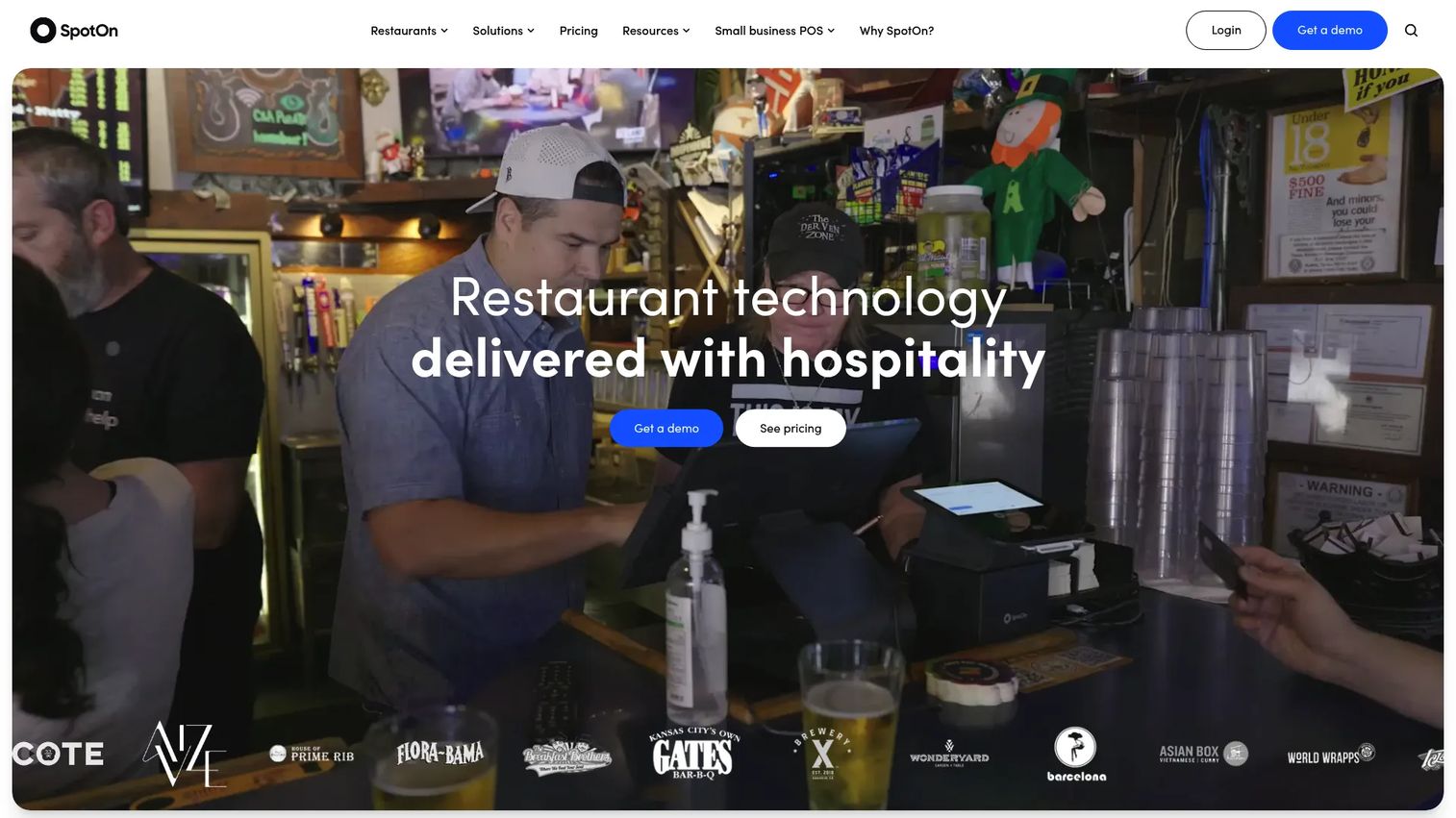 SpotOn restaurant point of sale and kitchen display screen