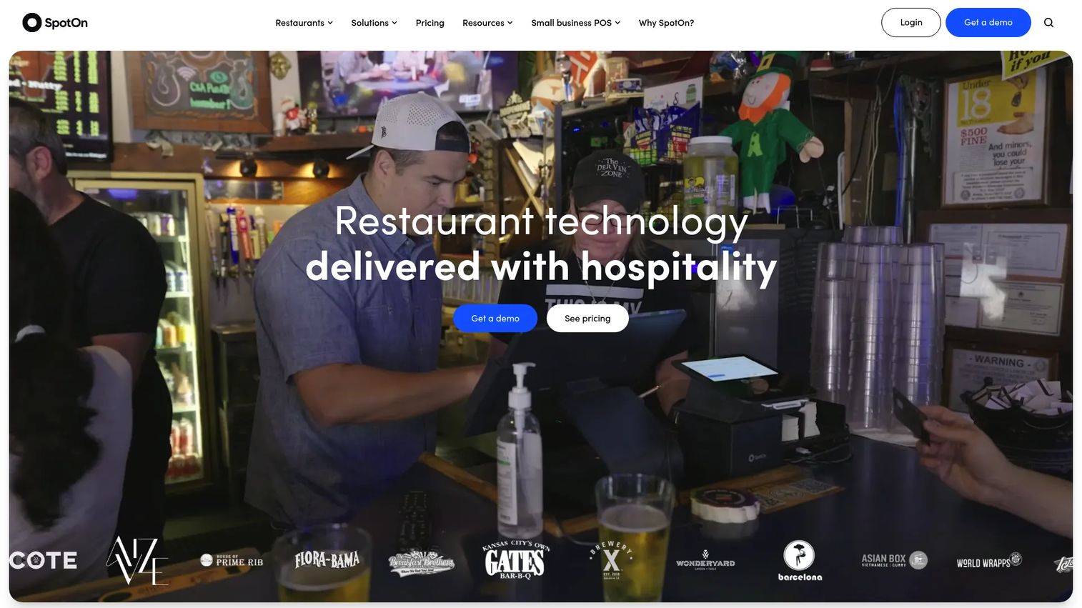 SpotOn POS homepage