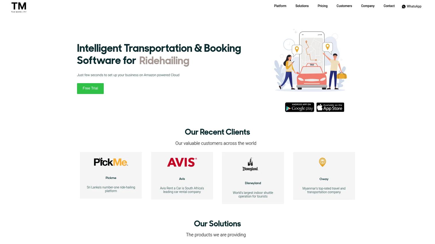 TaxiMobility taxi management software homepage
