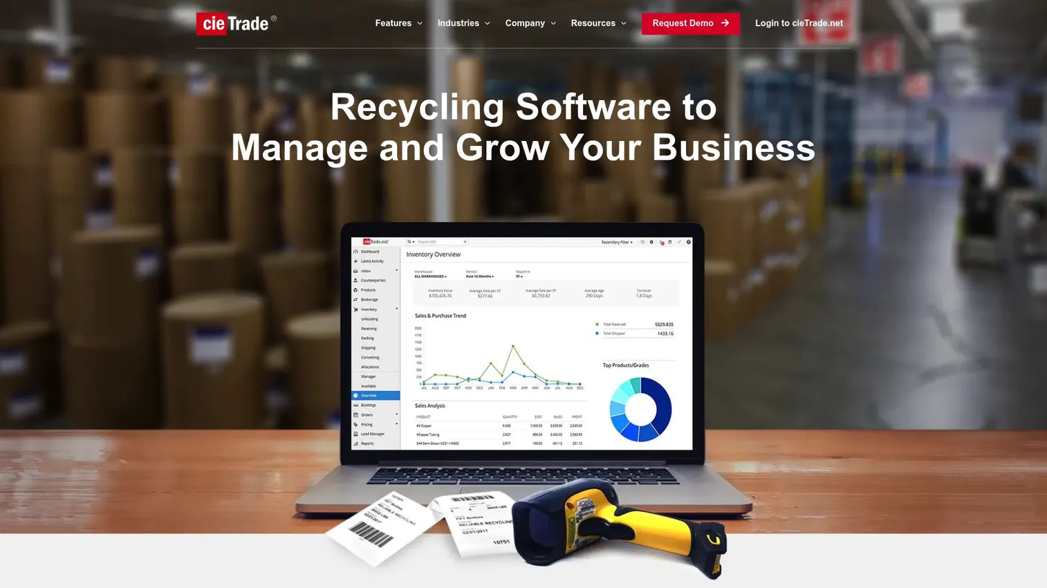 CieTrade cloud software for commodity trading and recycling homepage