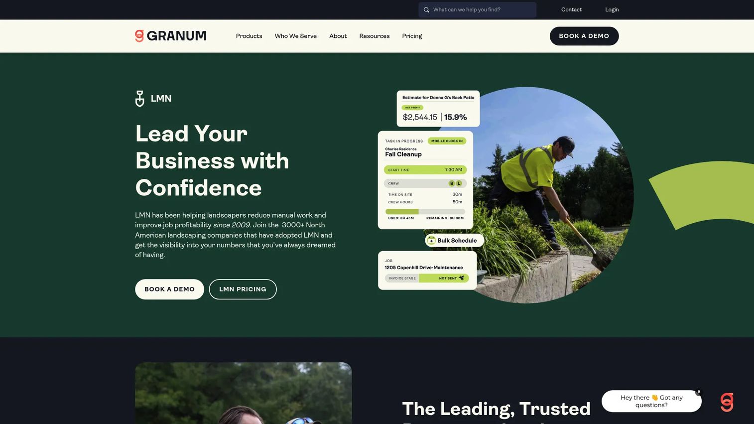 LMN landscape business management software dashboard