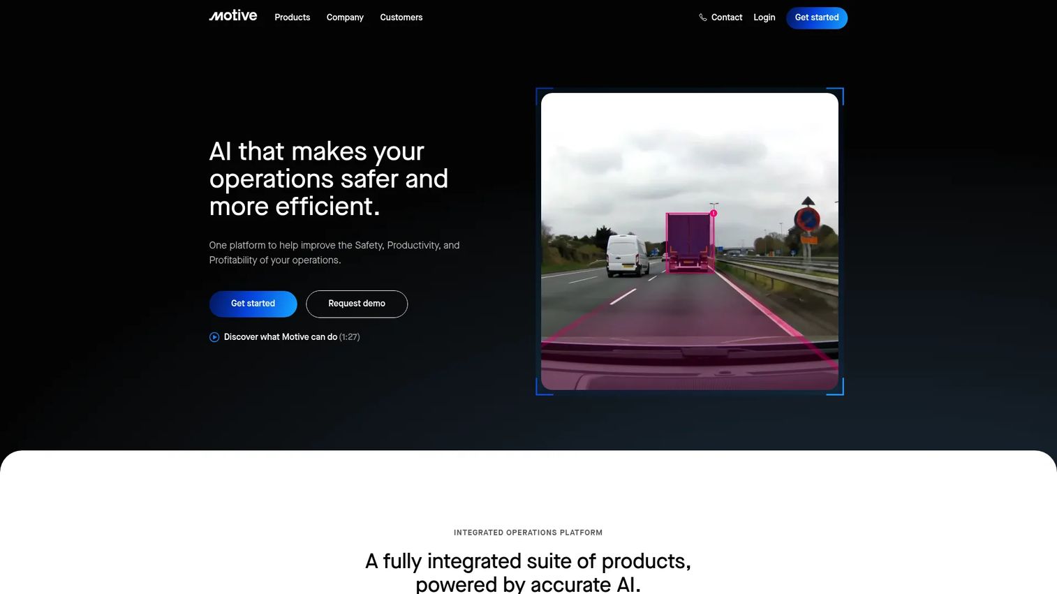 Motive AI fleet management and compliance platform homepage