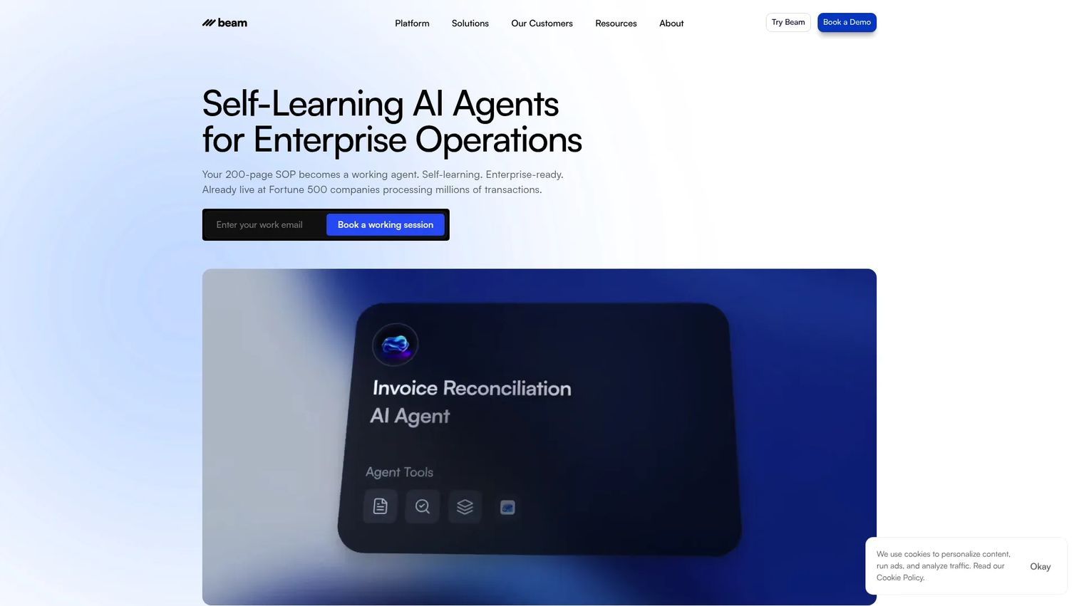 Beam AI agentic automation platform homepage