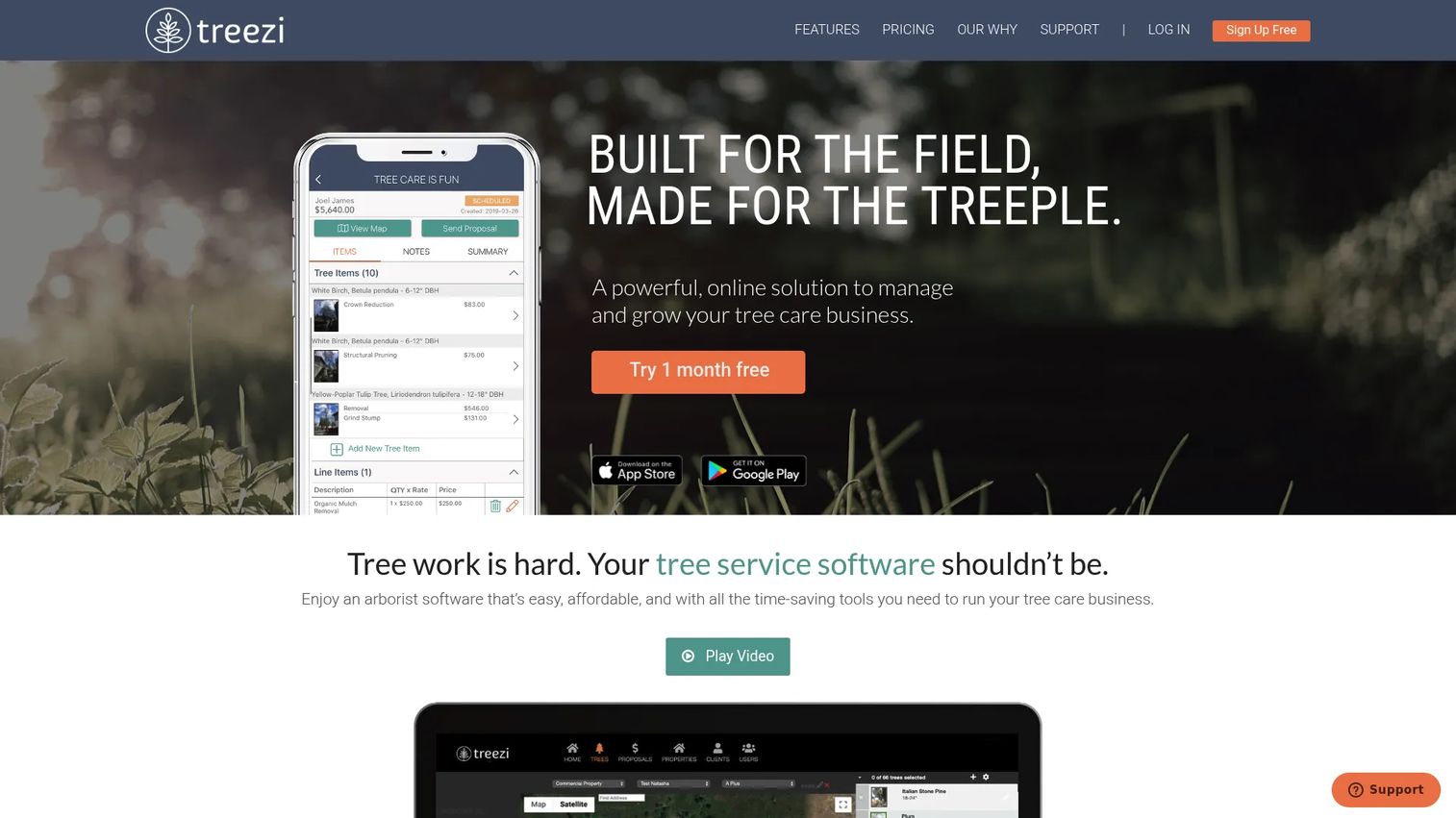 Treezi tree service software interface