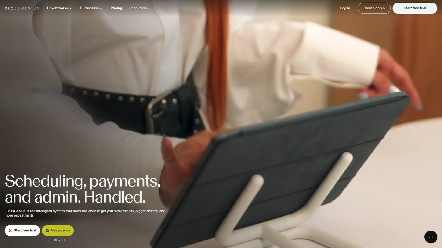 GlossGenius all-in-one beauty and wellness business software homepage