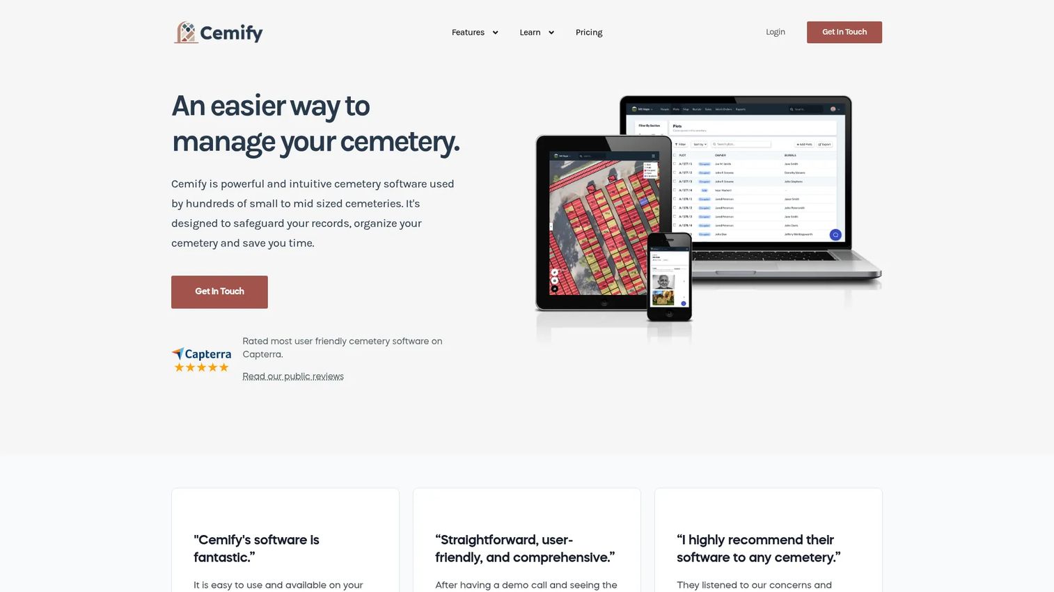 Cemify cemetery software homepage