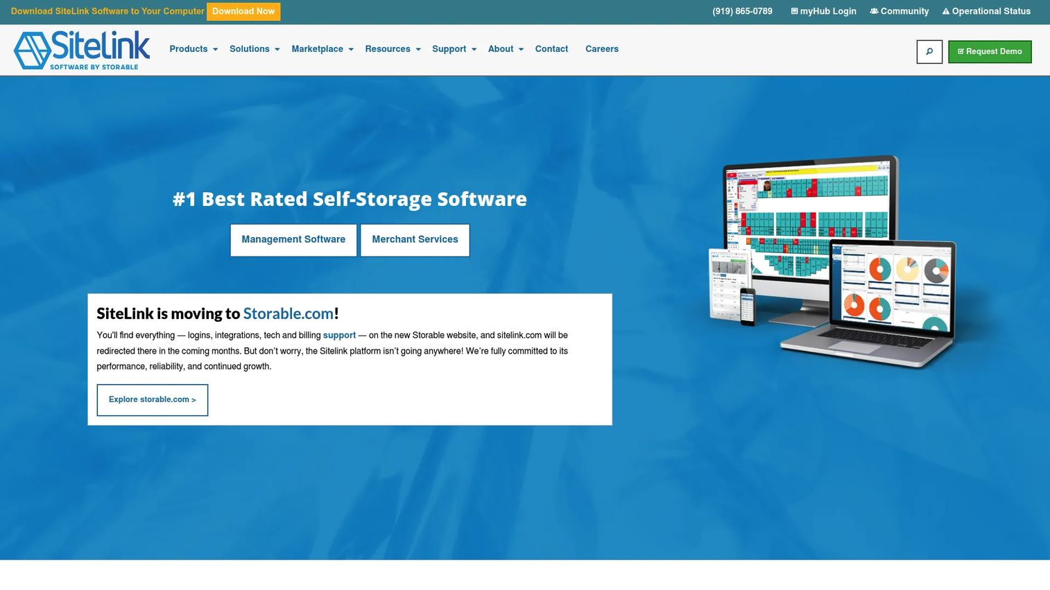 SiteLink self-storage management software homepage