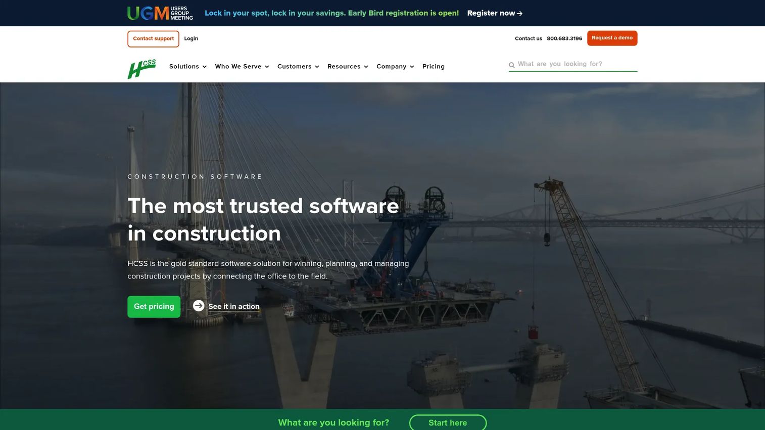 HCSS heavy equipment software homepage