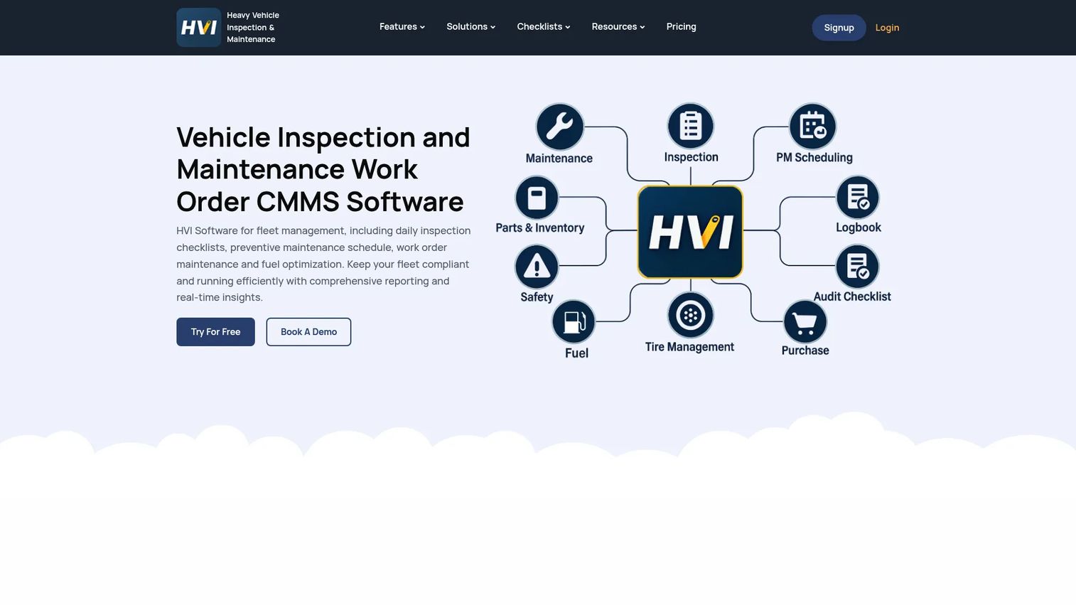 Heavy Vehicle Inspection fleet software homepage