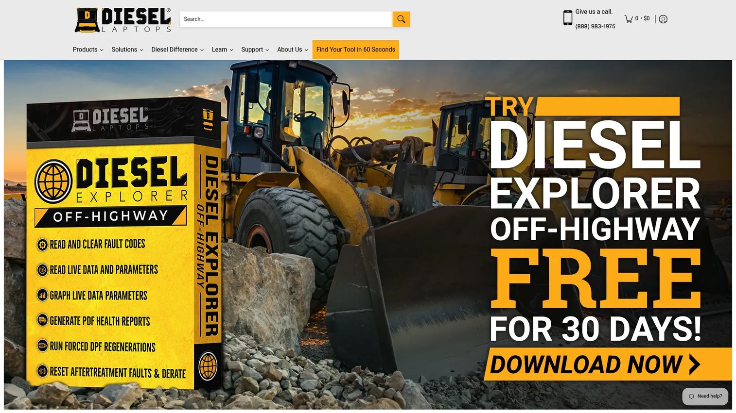Diesel Laptops diagnostic software homepage