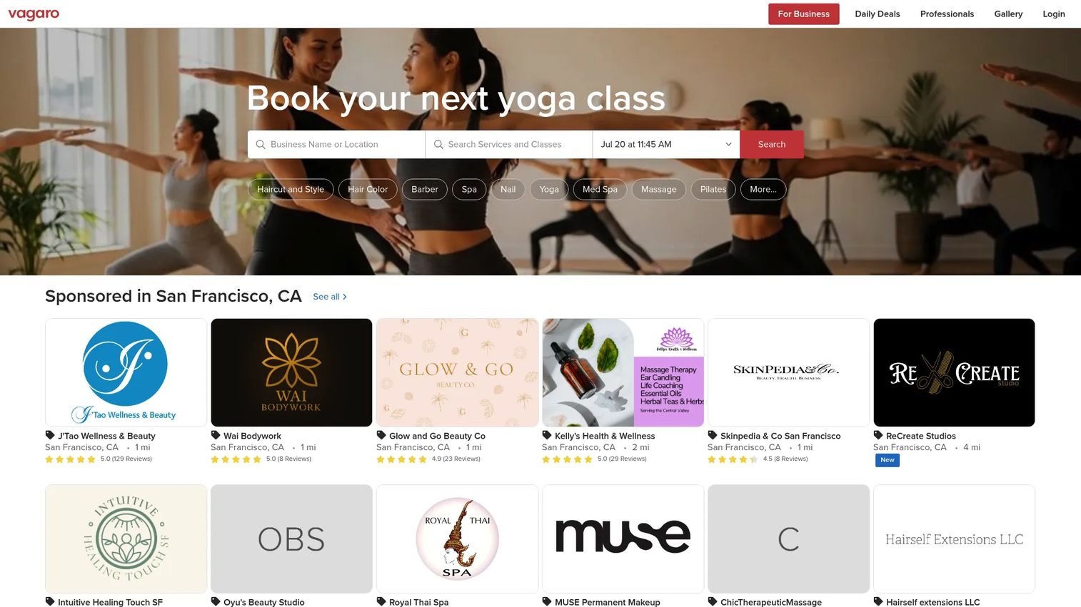 Vagaro salon and barber software homepage