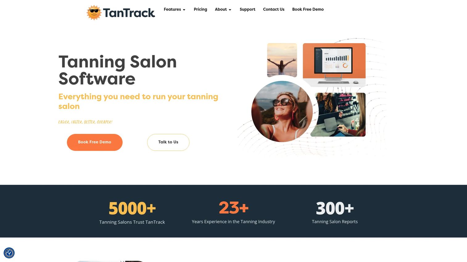 TanTrack tanning salon software homepage