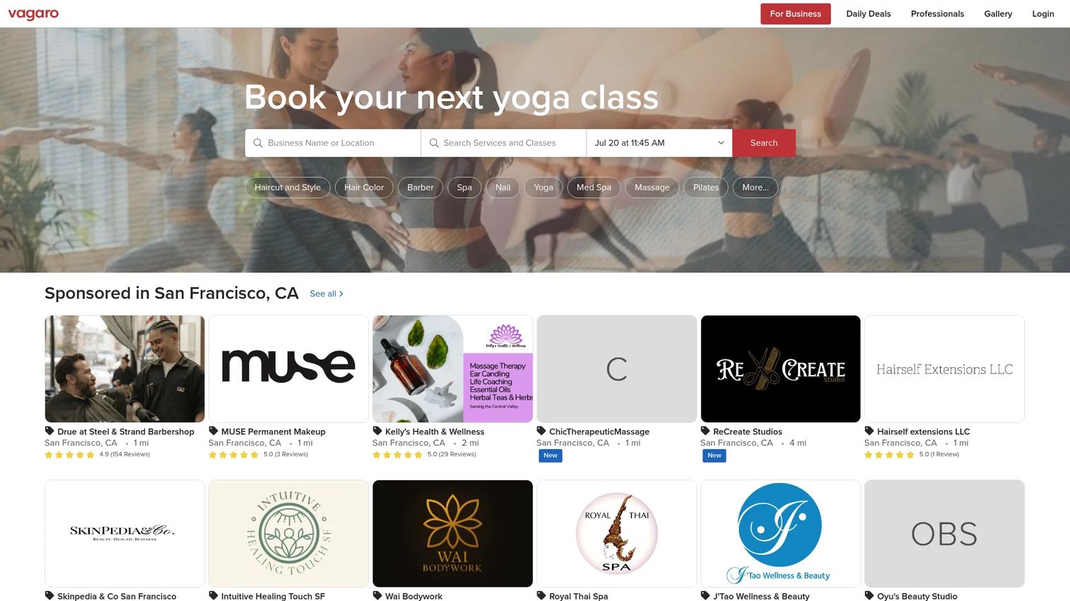 Vagaro salon and wellness business software homepage