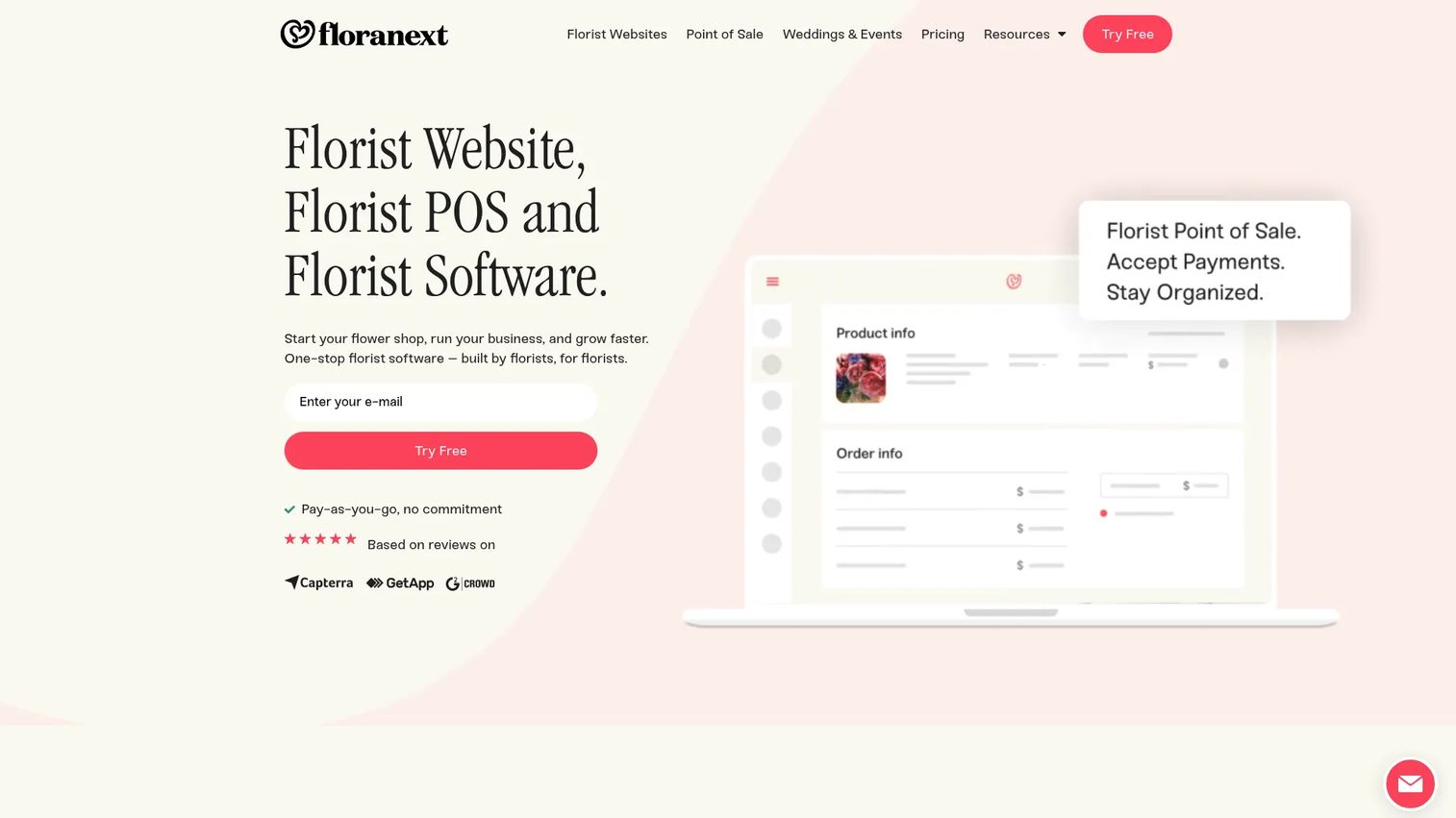 Floranext florist software homepage