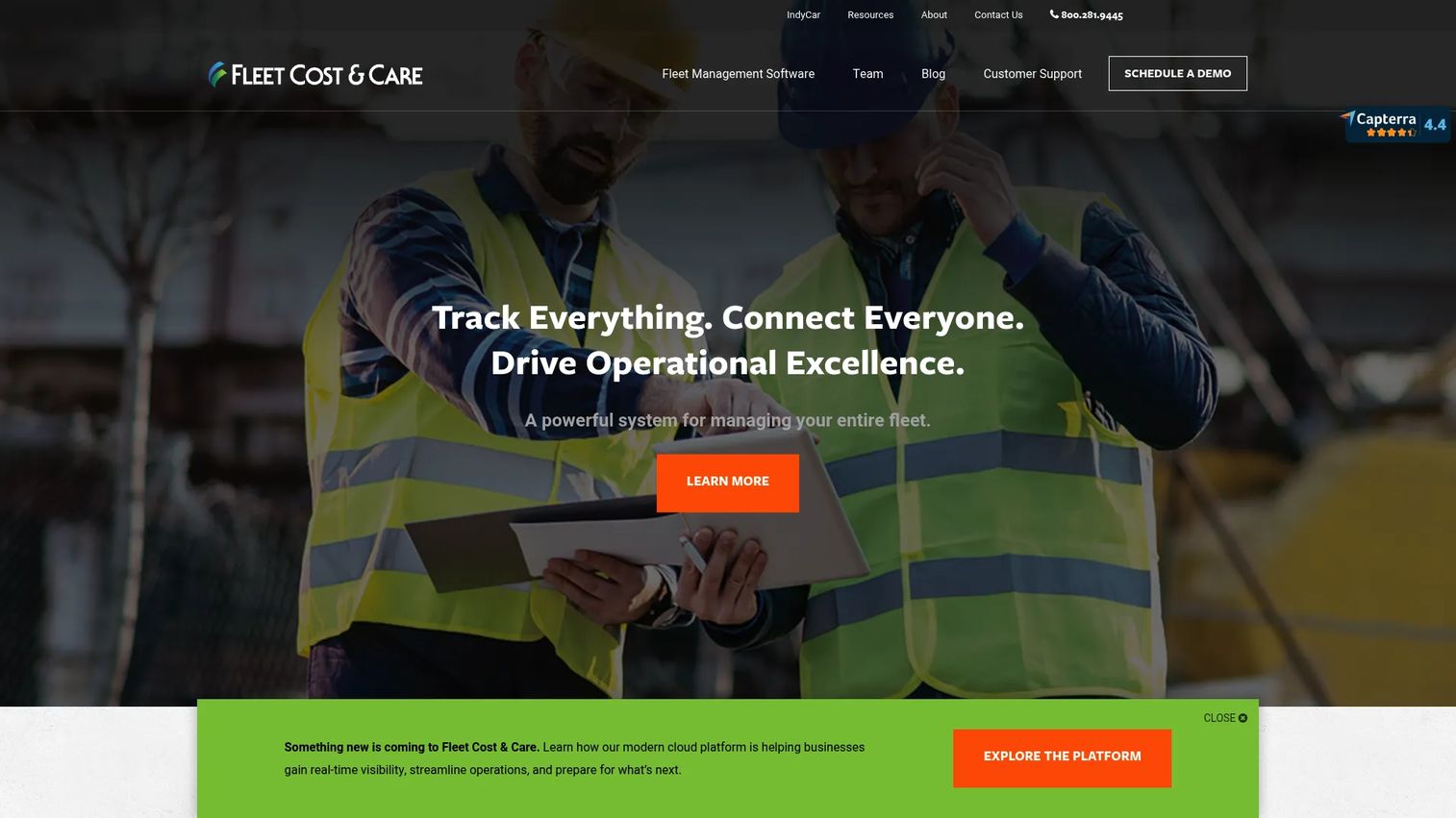Fleet Cost & Care crane rental management software homepage