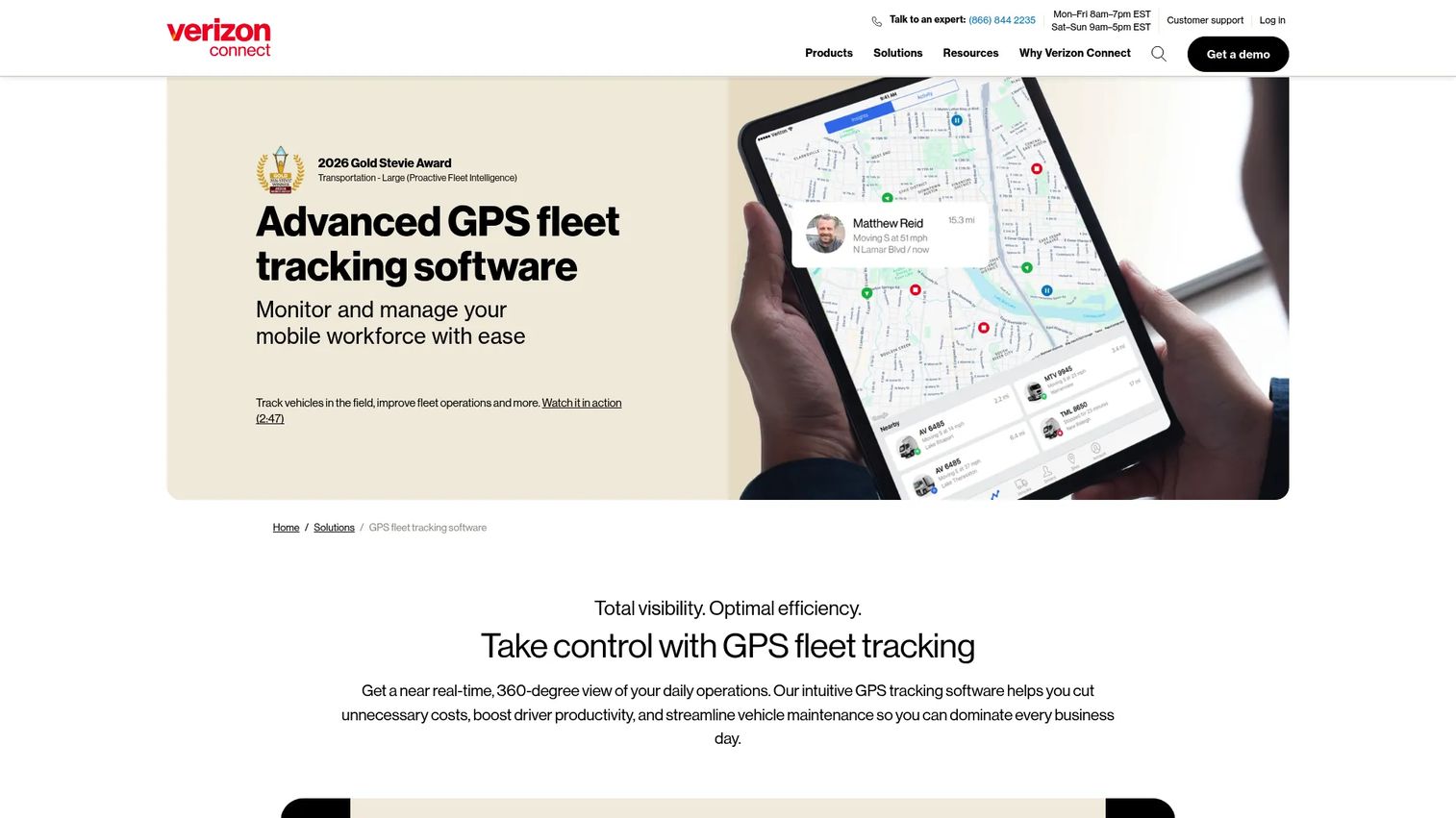 Fleetmatics fleet tracking software homepage
