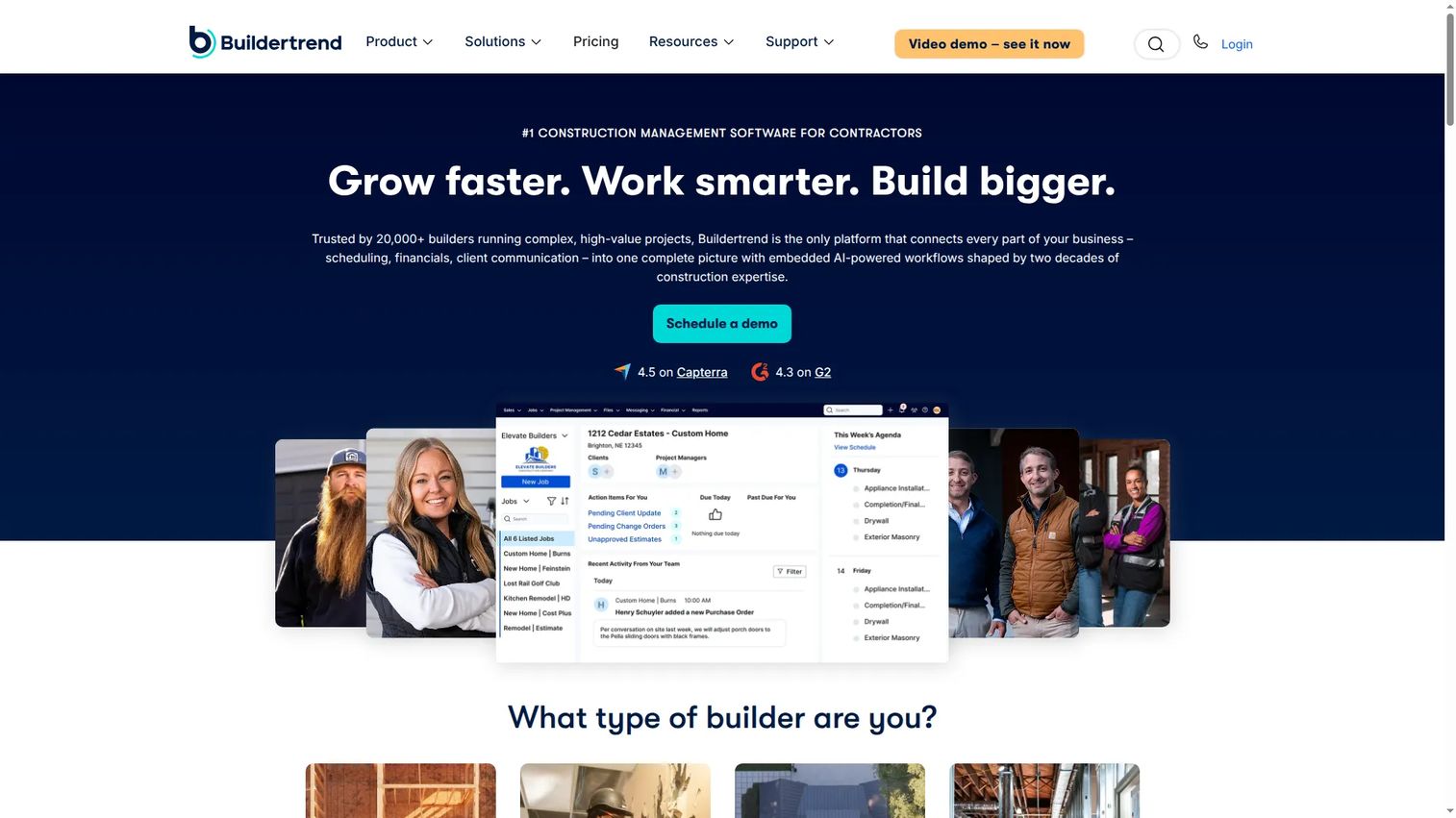 Buildertrend construction management software dashboard