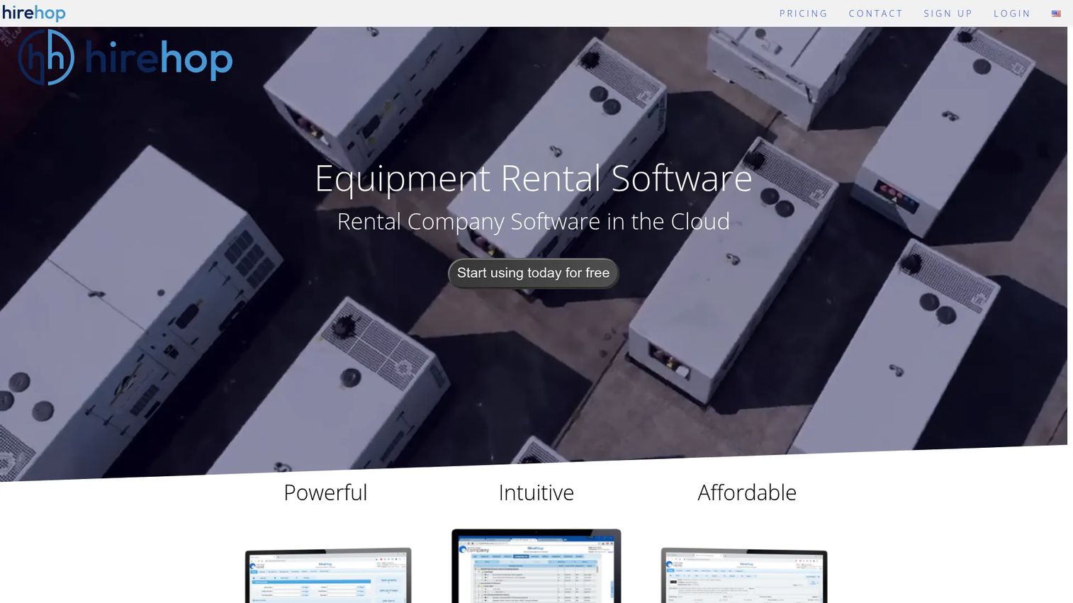 HireHop cloud-based equipment rental software homepage