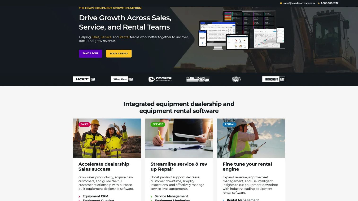 Texada equipment growth platform homepage
