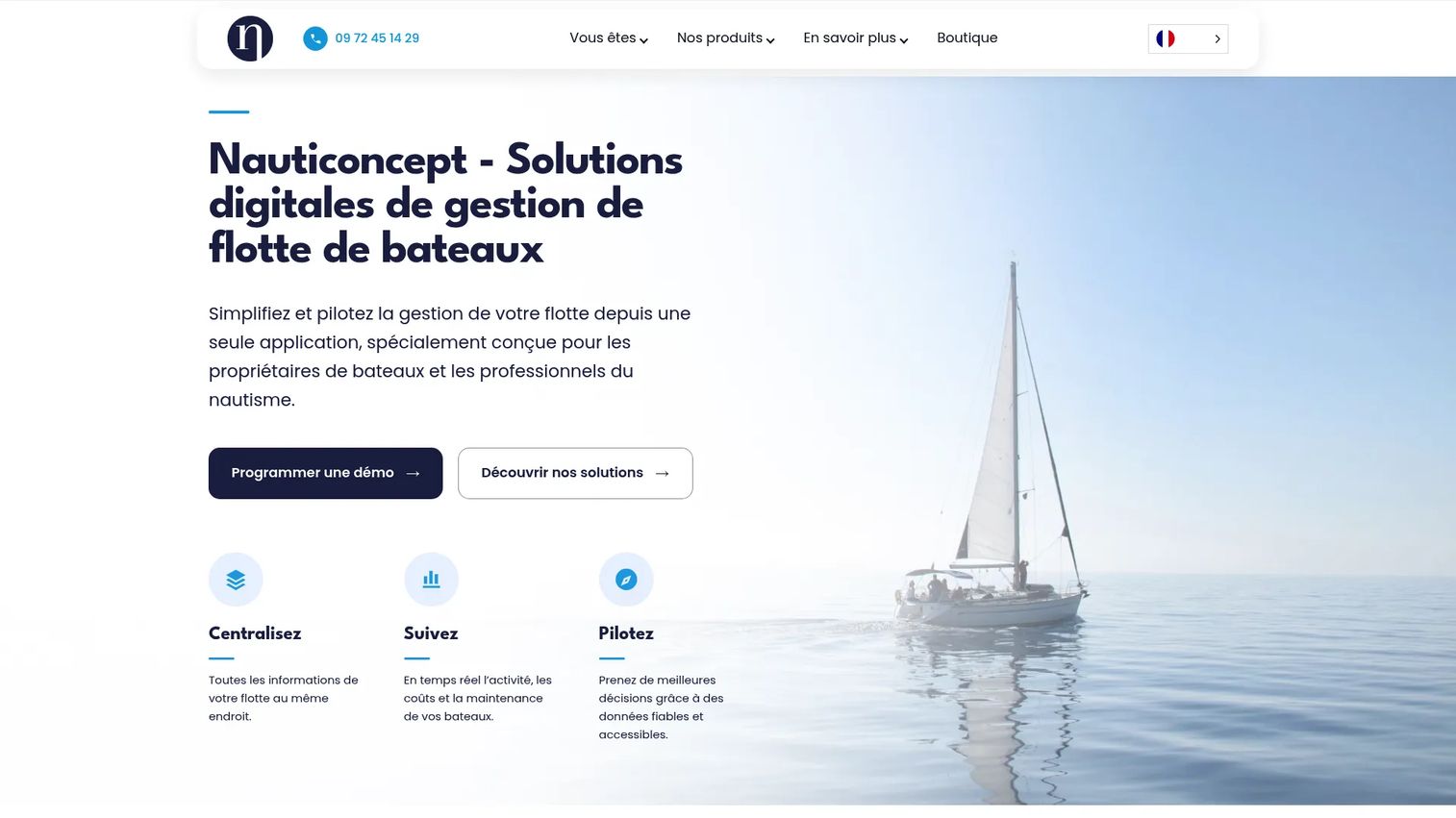 Nauticoncept connected boat management homepage