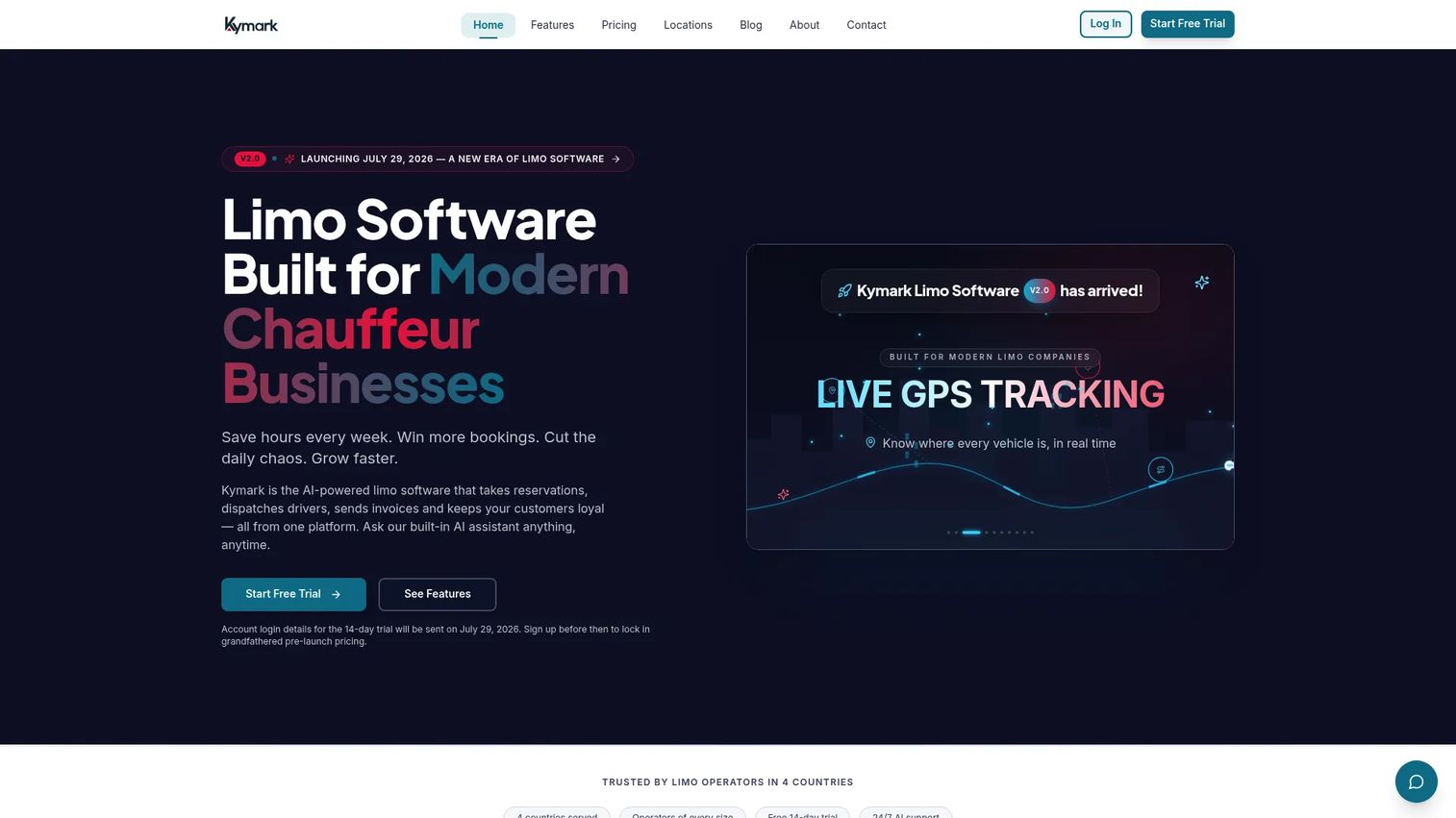 Kymark AI limo dispatch and booking software board