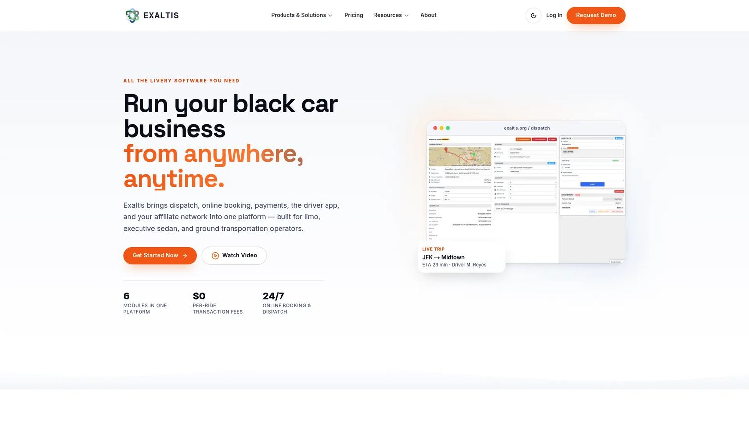 Exaltis limo and ground transportation management software