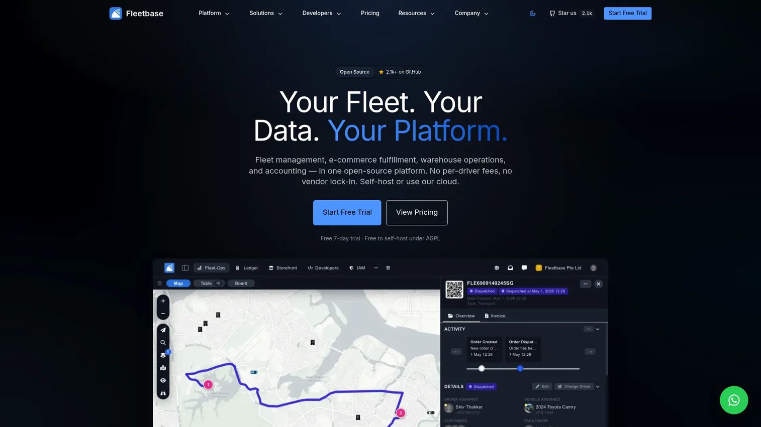 Fleetbase open-source logistics and fleet management platform