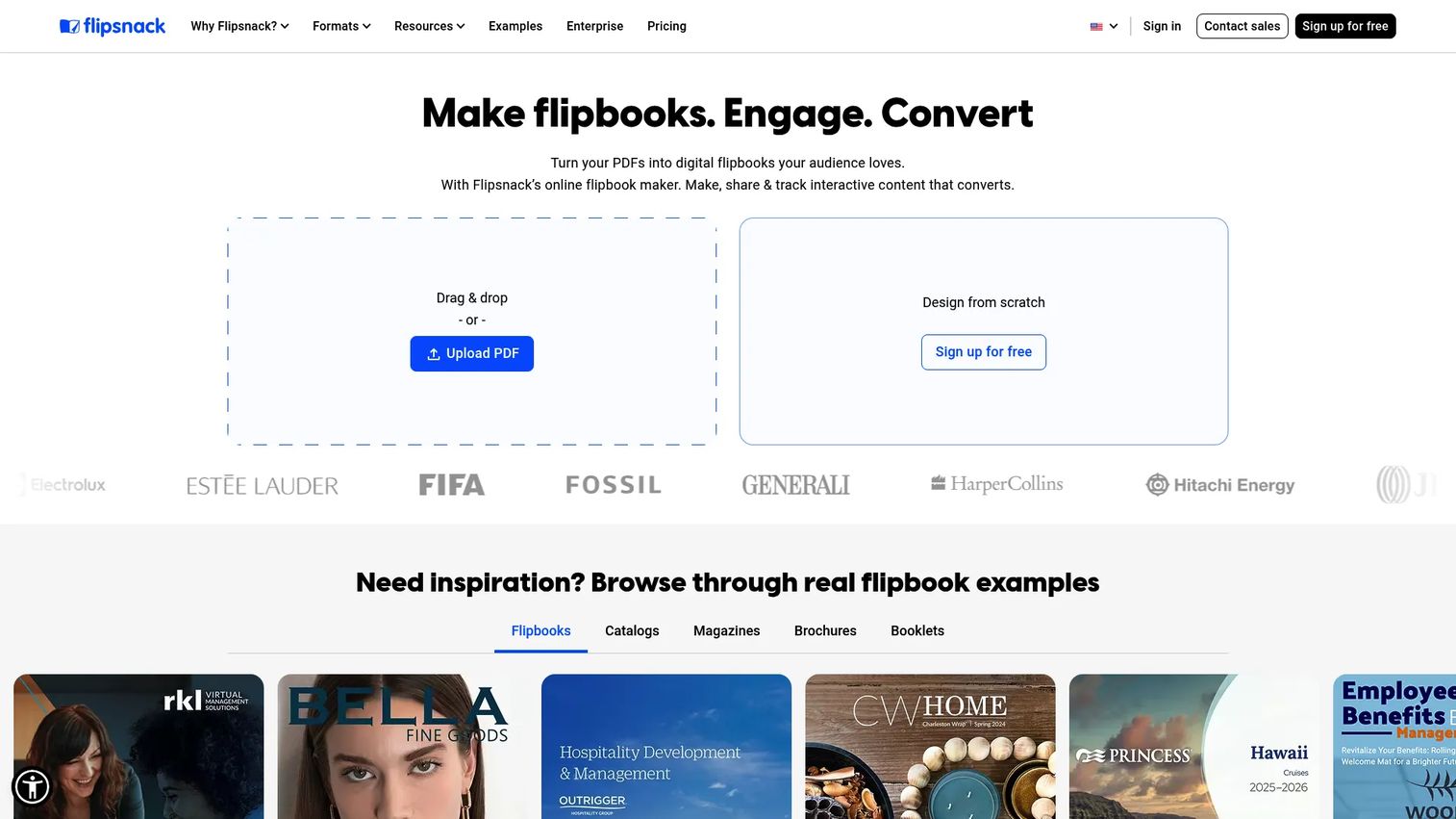 Flipsnack flipbook software homepage