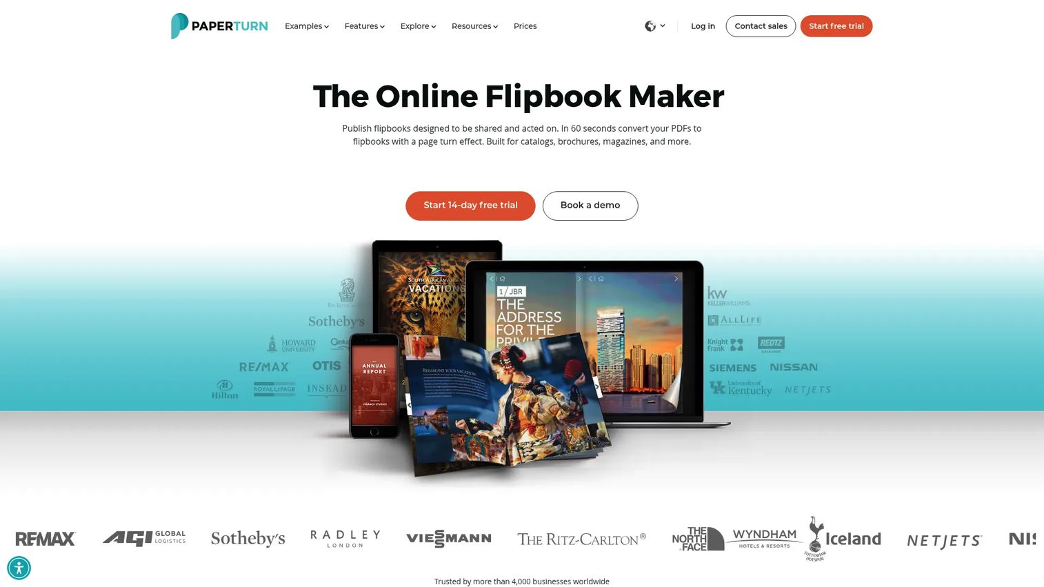 Paperturn flipbook software homepage