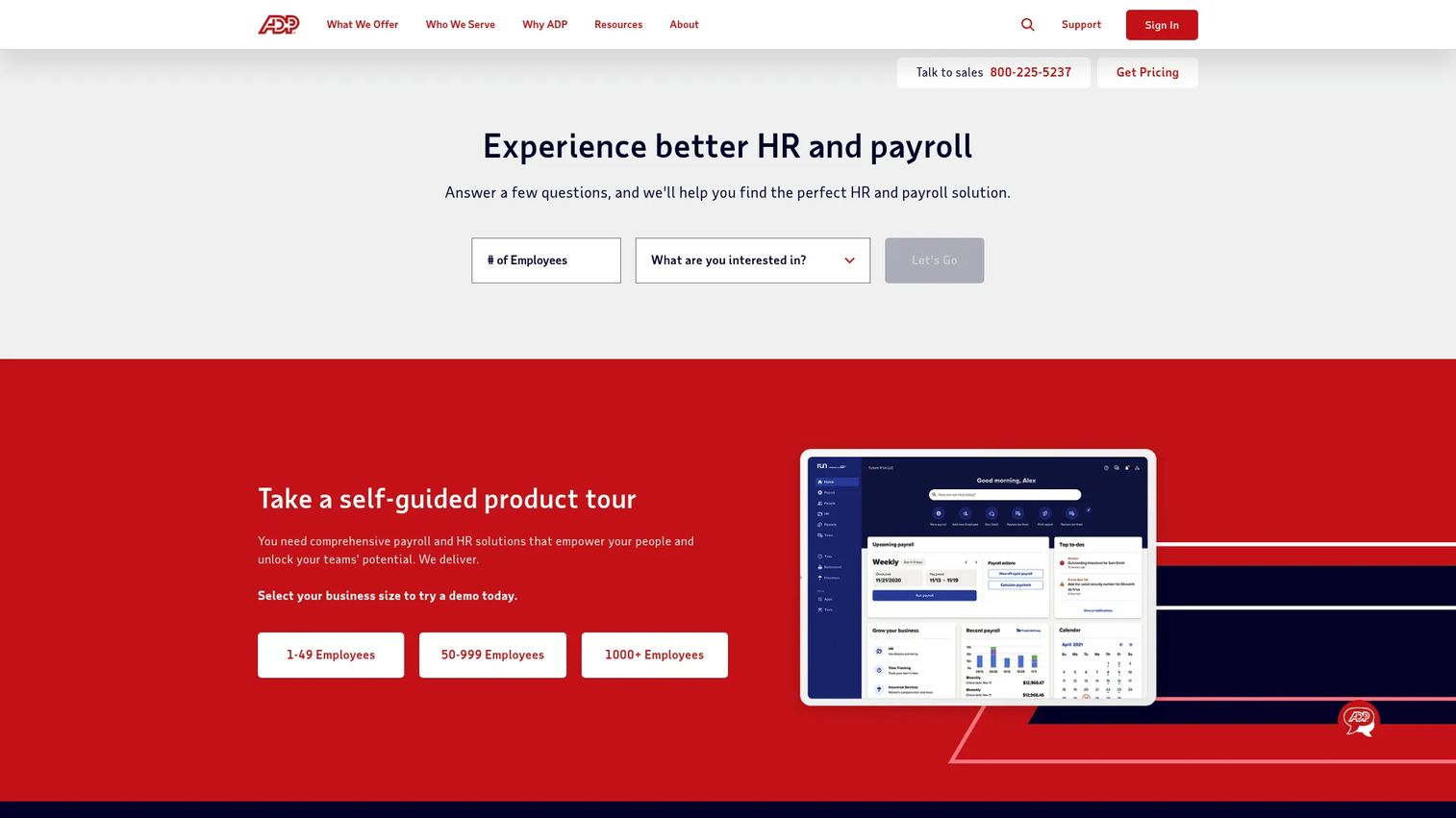 ADP homepage screenshot