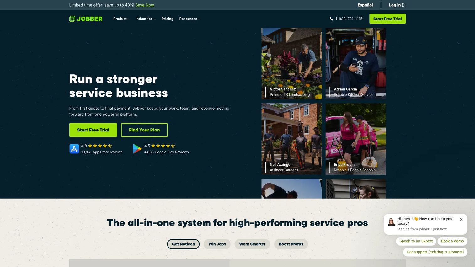 Jobber field service management software homepage