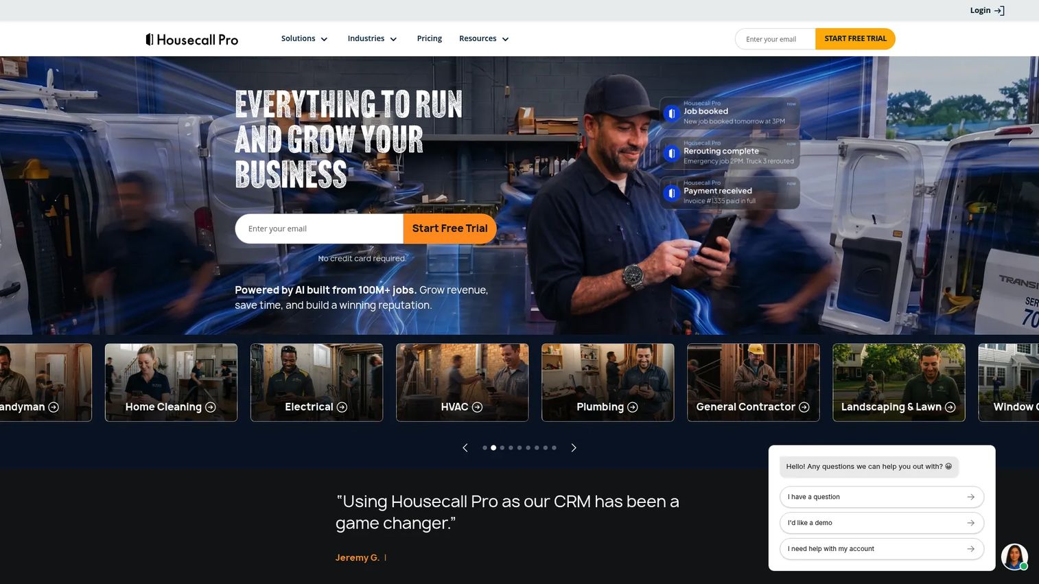 Housecall Pro home service software homepage
