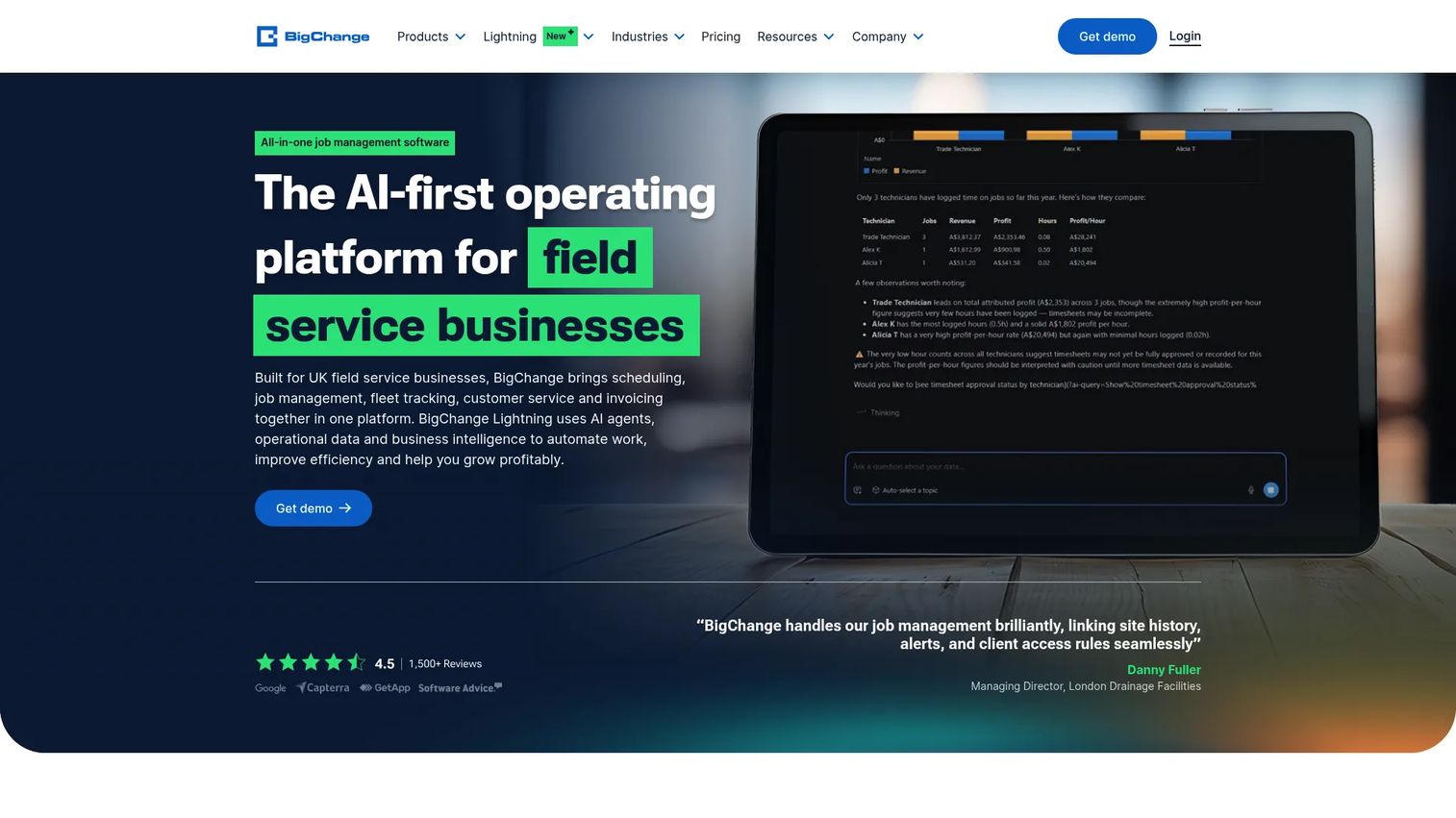 BigChange job management software homepage