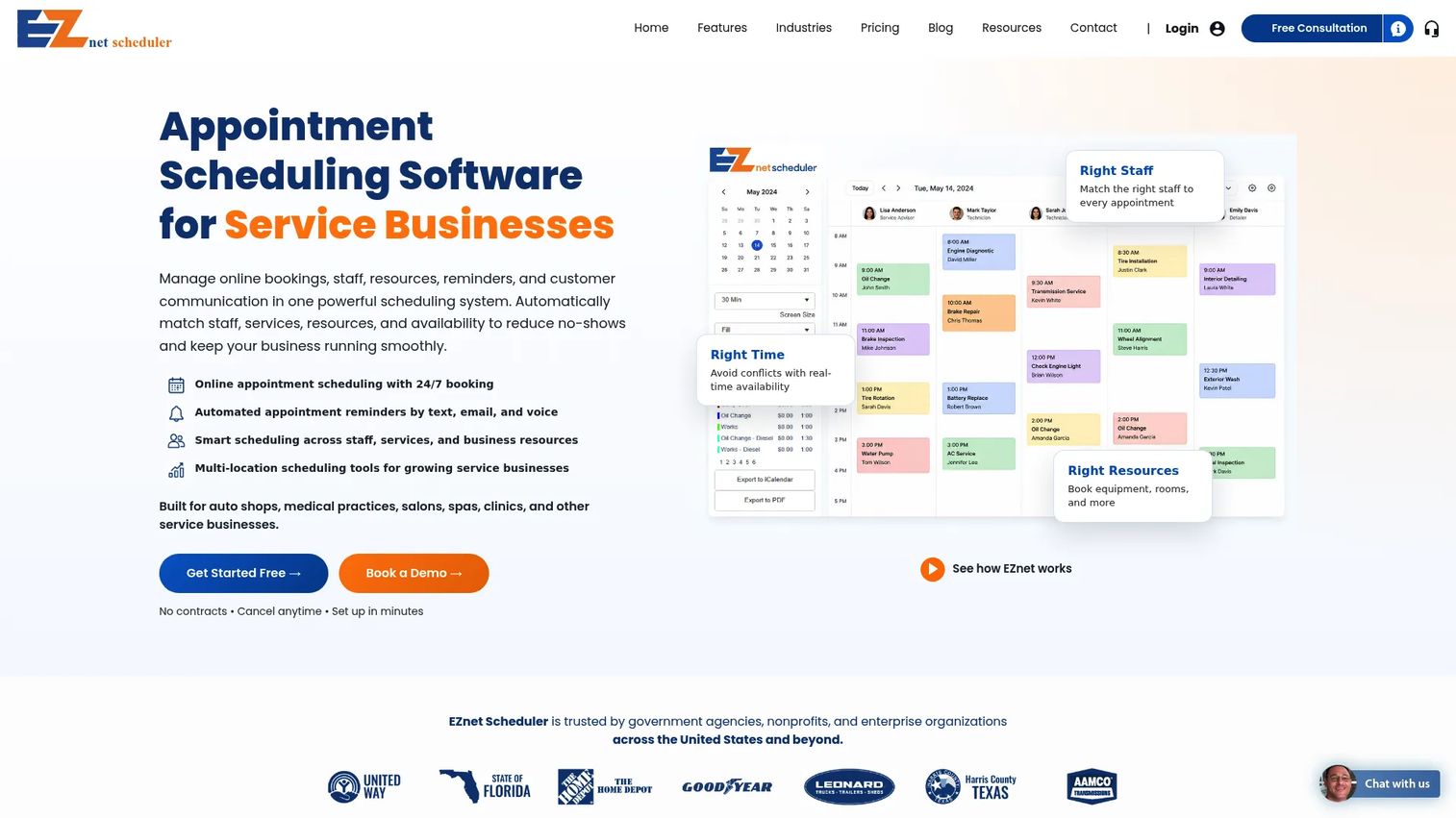 EZnet Scheduler appointment scheduling software homepage