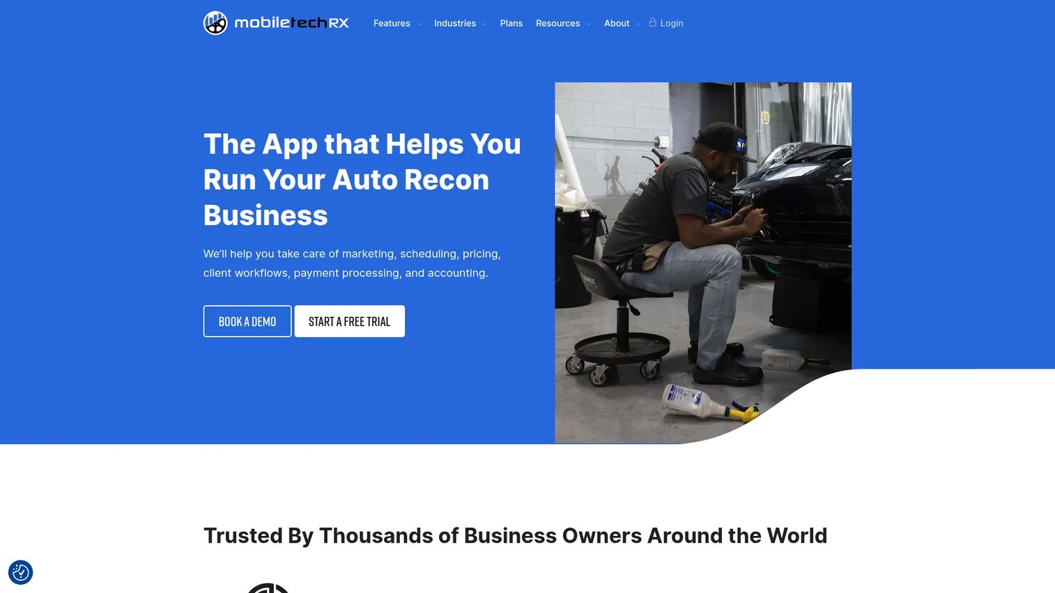 Mobile Tech RX auto recon business software homepage