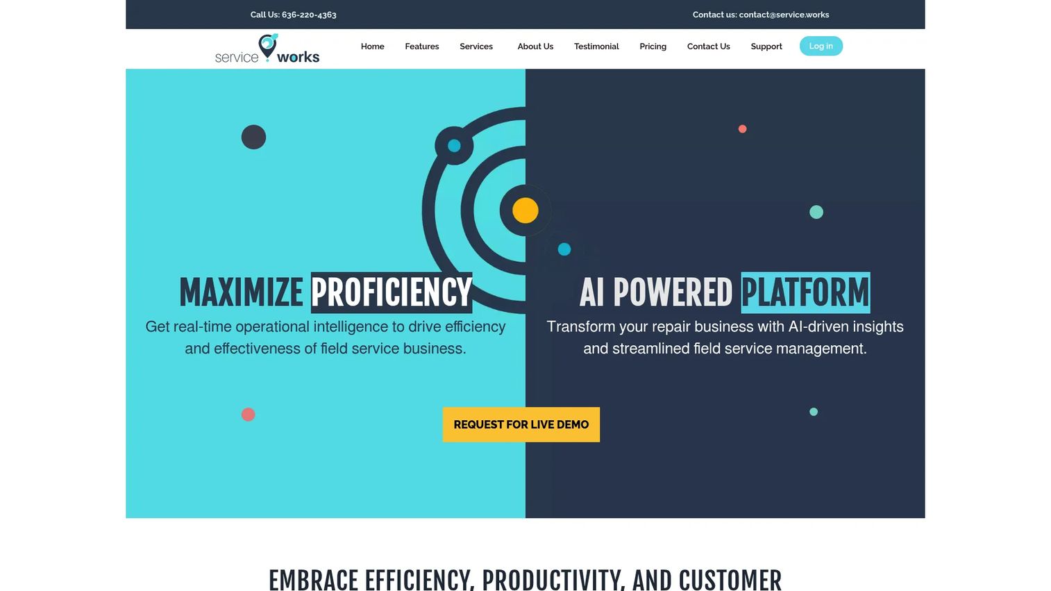ServiceWorks appliance repair and field service management software homepage