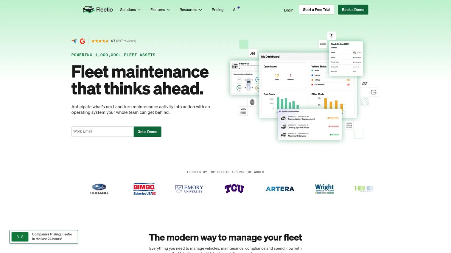 Fleetio fleet management dashboard