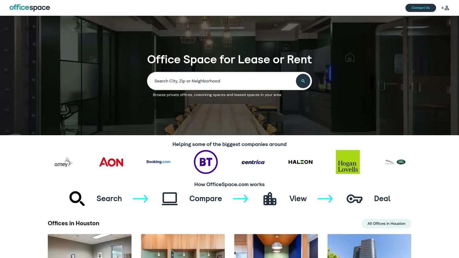 OfficeSpace workplace management platform showing desk booking and floor plans