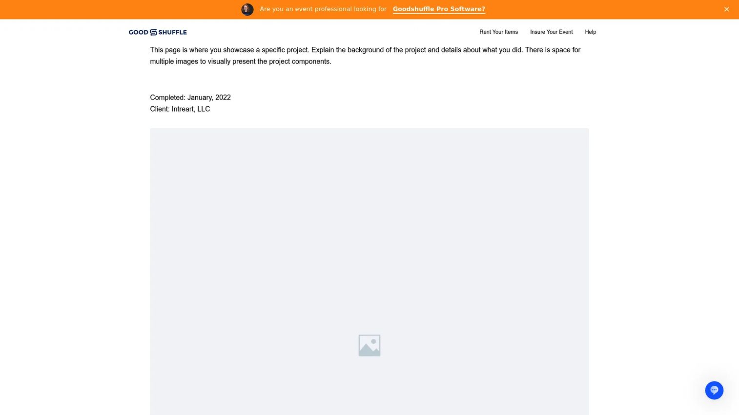 Goodshuffle Pro event rental software homepage