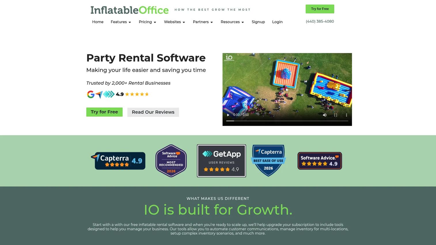 InflatableOffice bounce house and party rental software homepage