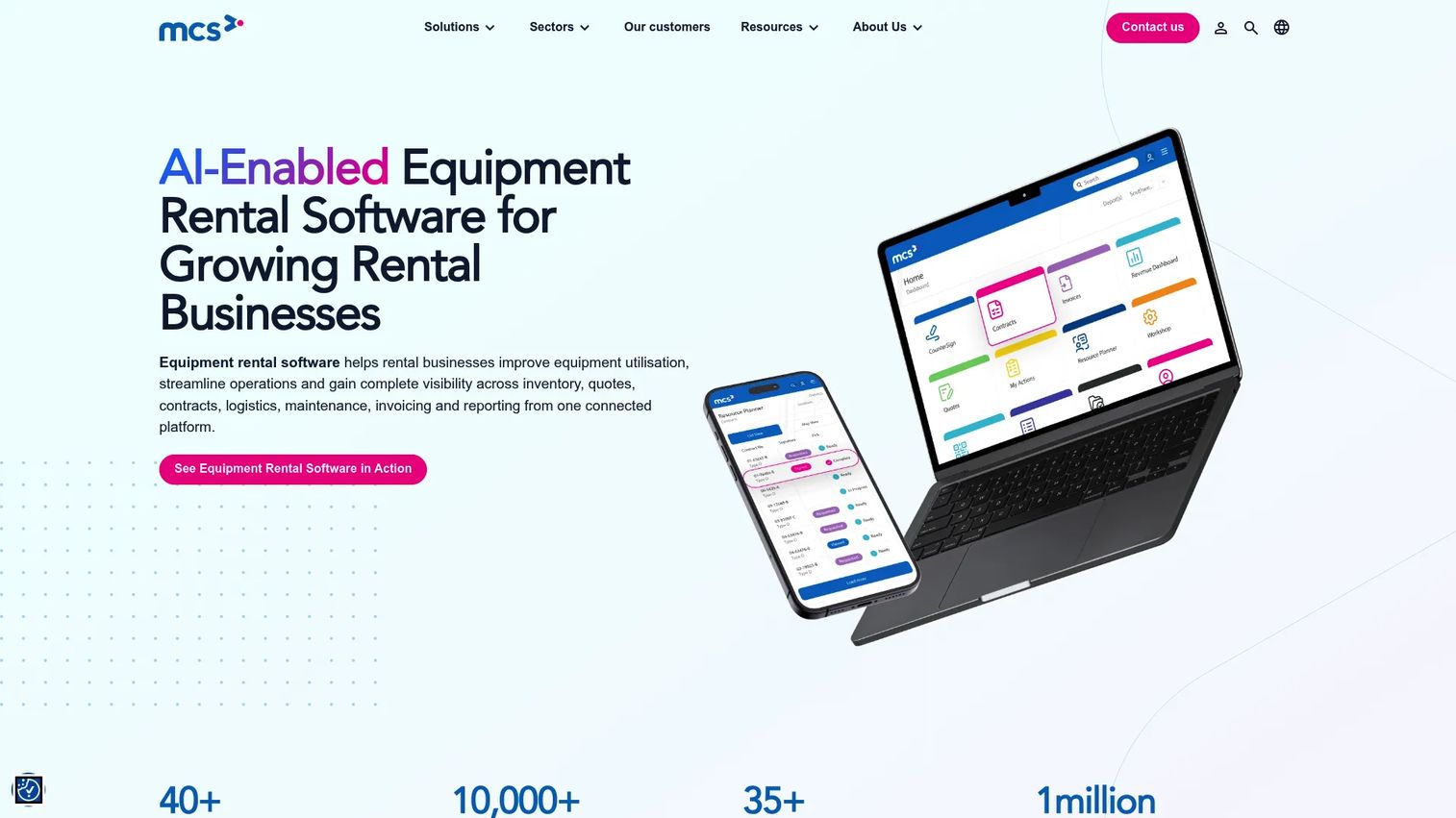 MCS Rental Software homepage