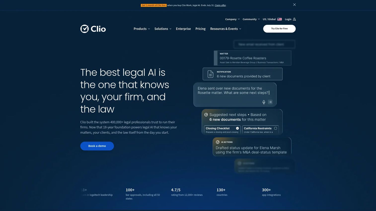 Clio legal practice management software homepage