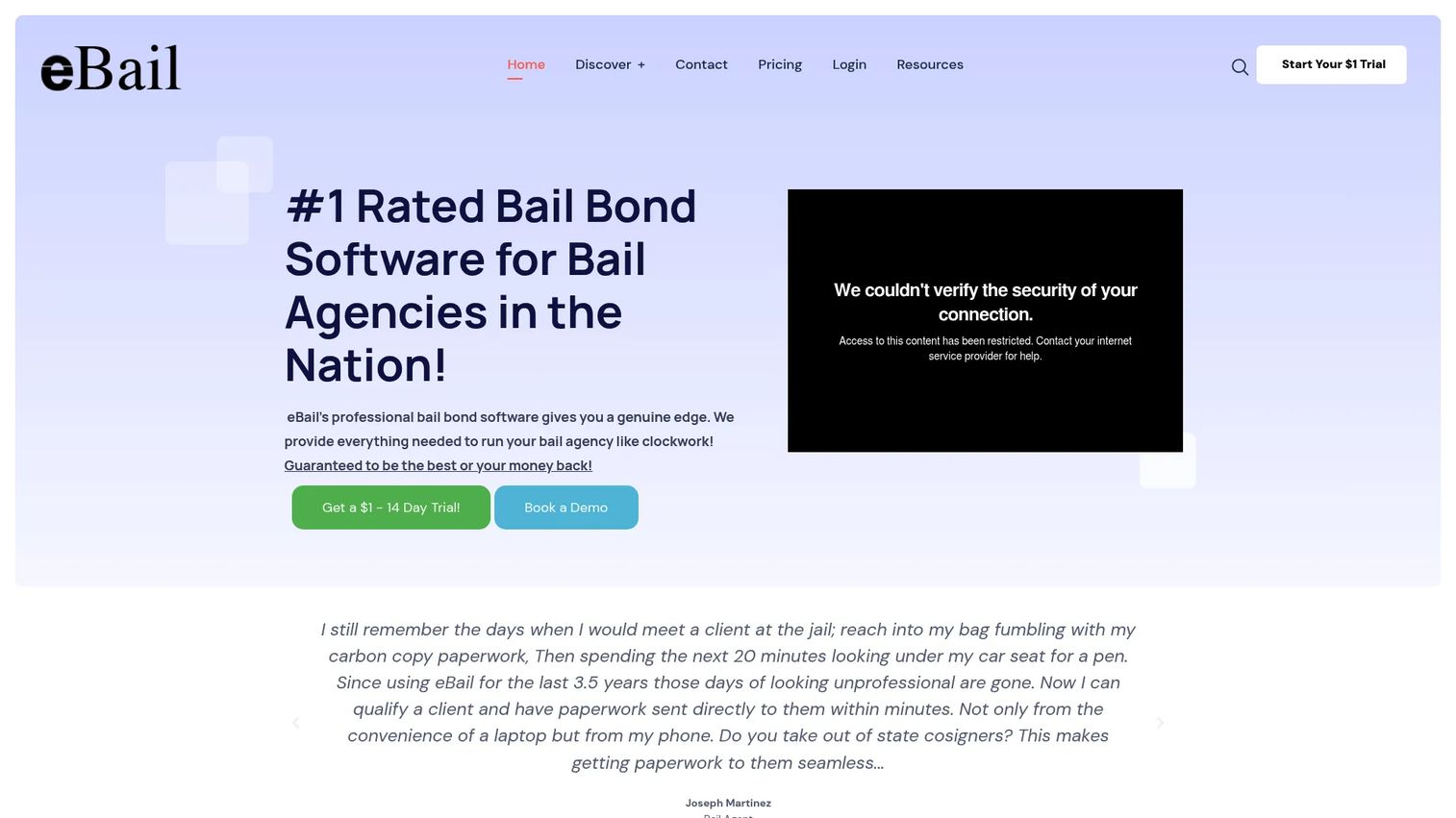 eBail bail bond software homepage