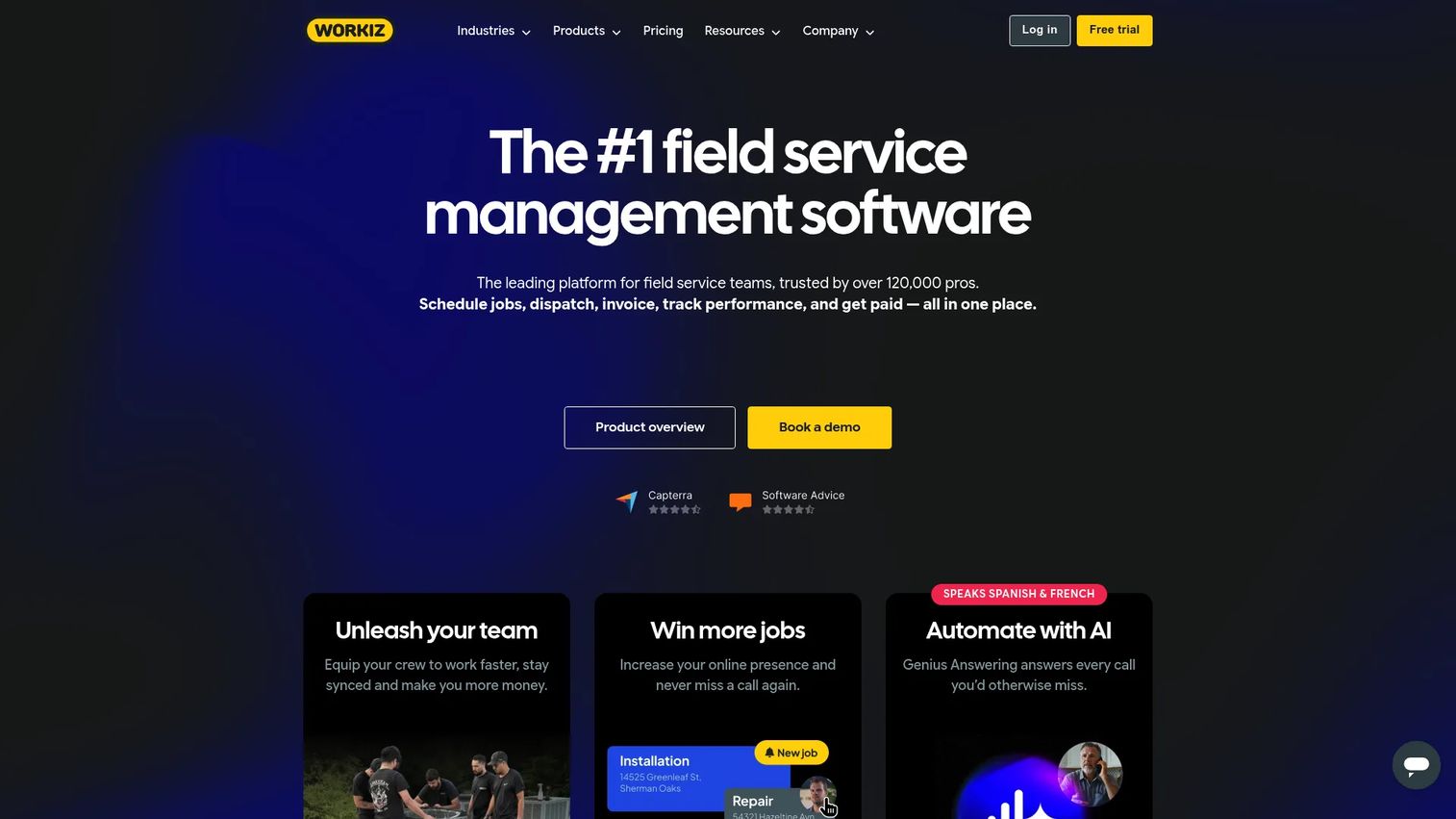 Workiz field service management dashboard