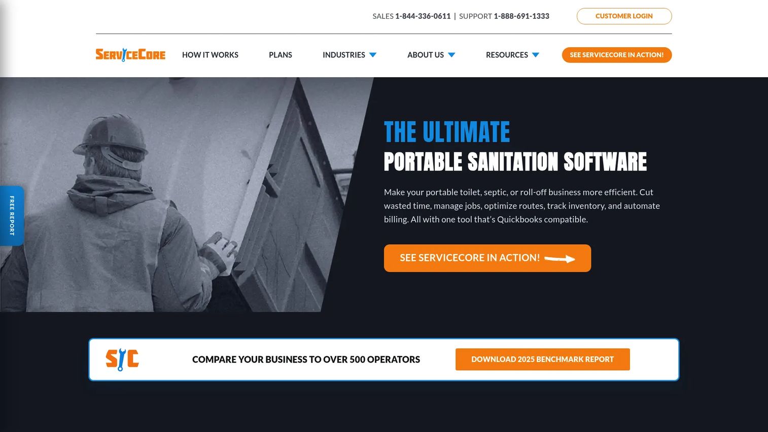 ServiceCore grease trap and field service software homepage