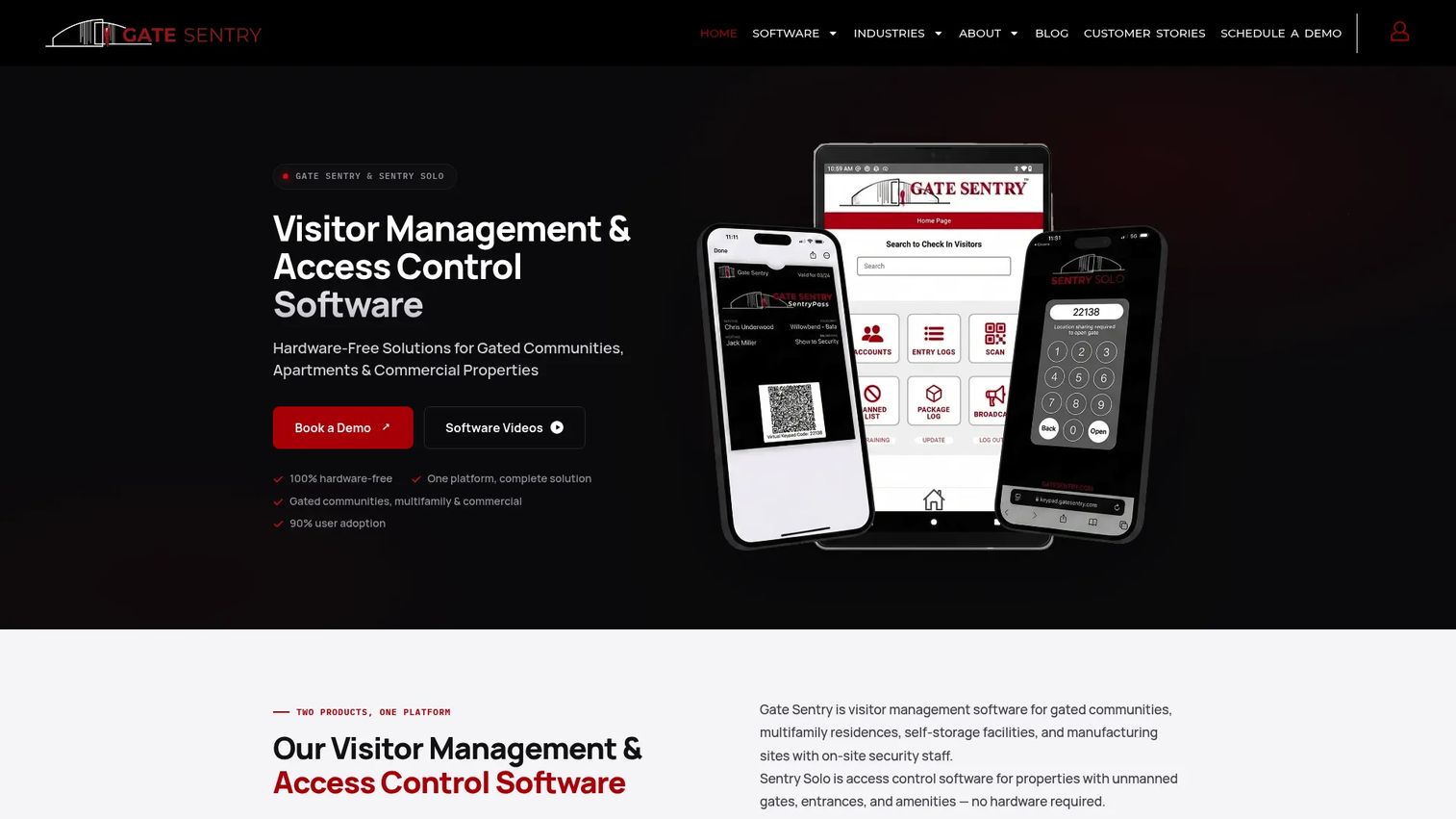 Gate Sentry mobile app for resident and manager access