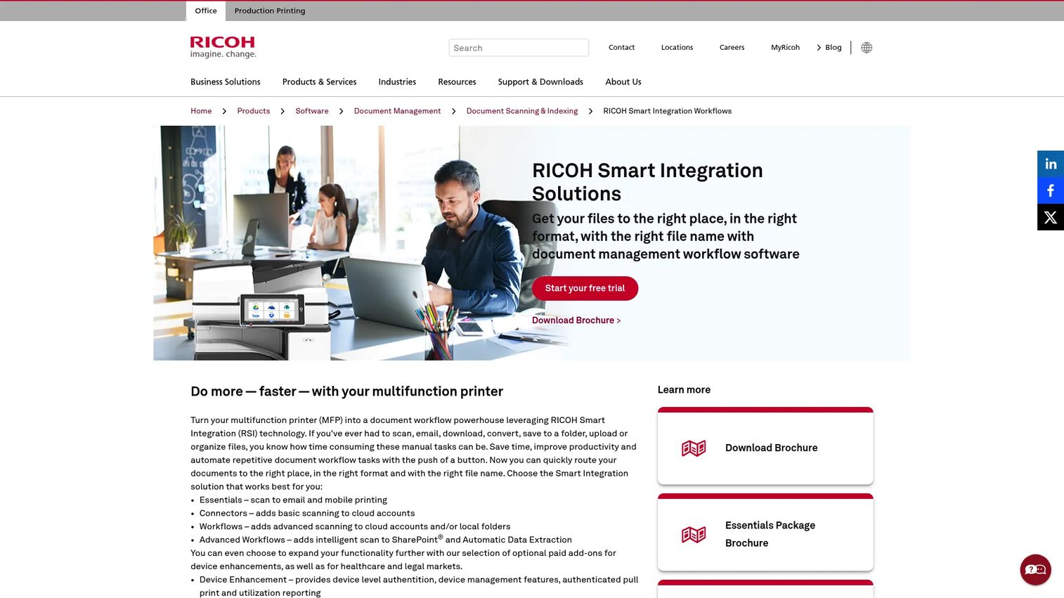 Ricoh Smart Integration Solutions workflow software