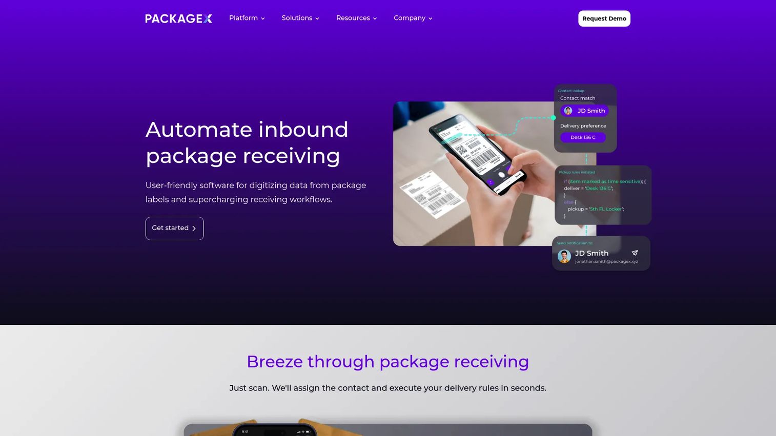 PackageX Receive inbound package software