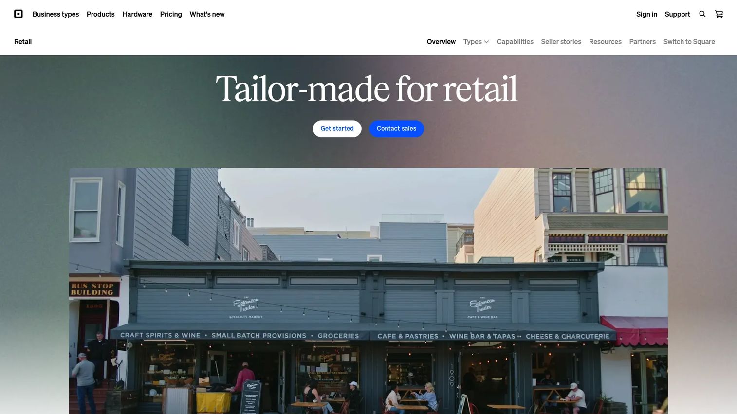 Square for Retail point-of-sale software homepage